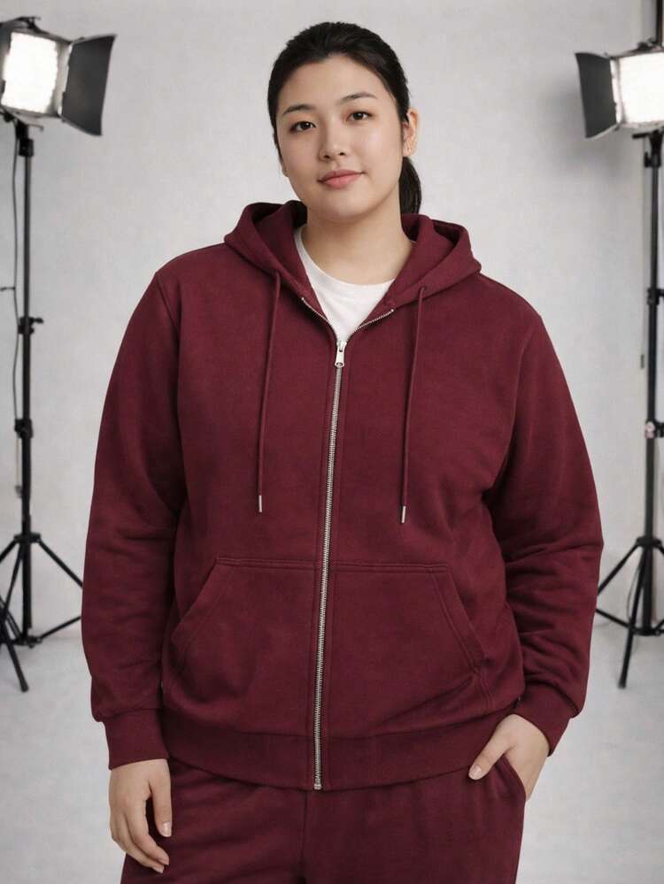 Women's Open Zipper Flannel Sweatshirt | Winter - Đỏ - Xem 1