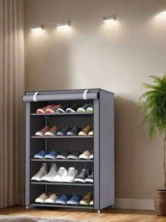 6-Tier Simple Shoe Rack, Assembled Floor-Standing Shoe Shelf, Multi-Layer Dust-Proof Shoe Rack, Living Room Entryway Bedroom Dormitory Accessory, Home Organization And Storage, Shoe Organizer