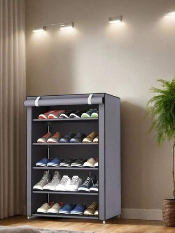 رف أحذية ب- 6 طبقات، رف أحذية قائم على الأرض مجمع، رف أحذية متعدد الطبقات مقاوم للغبار، إكسسوار لغرفة المعيشة والمدخل والنوم والسكن الجامعي، تنظيم وتخزين المنزل، منظم أحذية
