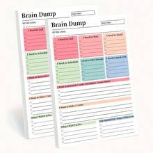 1/2pcs Brain Dump Tear-Off To-Do List Notebook | A5 Daily Planner Journal, High-Performance Organizer, Minimalist Notebook Planning Tool With Dated Pages And Smooth Paper - Multicolor - View 2
