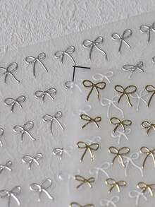 1 chiếc nơ bạc kiểu ballet, nơ thắt nút bạc lấp lánh, miếng dán móng tay nghệ thuật 5D chủ đề khiêu vũ thanh lịch, tự dính, phụ kiện làm móng cho phụ nữ và bé gái. - Nhiều màu - Xem 5