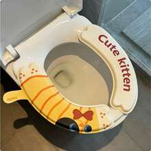 1pc Reusable Cartoon Toilet Seat Sticker, Versatile Toilet Seat Cover Pad Sticker For All Seasons, Toilet Seat Cushion - Multicolor - View 5