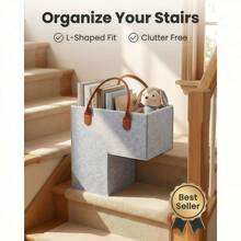 Foldable Stair Basket With Durable Handle, Suitable For Carpeted Stairs, Can Be Used To Store Clothes, Books, Laptops, Durable Stair Step Basket, Foldable, Suitable For Home Storage, Christmas And Halloween Gifts - 彩色 - 查看 1