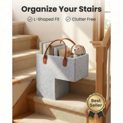 Foldable Stair Basket With Durable Handle, Suitable For Carpeted Stairs, Can Be Used To Store Clothes, Books, Laptops, Durable Stair Step Basket, Foldable, Suitable For Home Storage, Christmas And Halloween Gifts