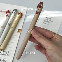 4pcs/Set Pony Style Neutral Pens, 0.5mm Quick-Drying Black Ink, Creative Animal Design Writing Pens, Office Supplies - Sets - View 2