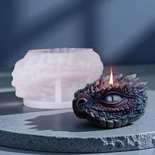 Dragon-Shaped Silicone Candle Mold, DIY Mythical Dragon Candle Mold, 3D Craft Dragon Eye Grinding Tool - White - View 2