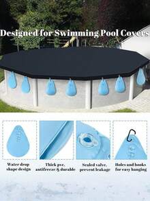 2个装新款夏季游泳池遮阳挂袋，游泳池墙面挂袋，水滴形遮阳挂袋，加厚型挂袋，防止树叶和垃圾进入，夏季游泳池挂袋 - 泳池罩掛袋 - 查看 7