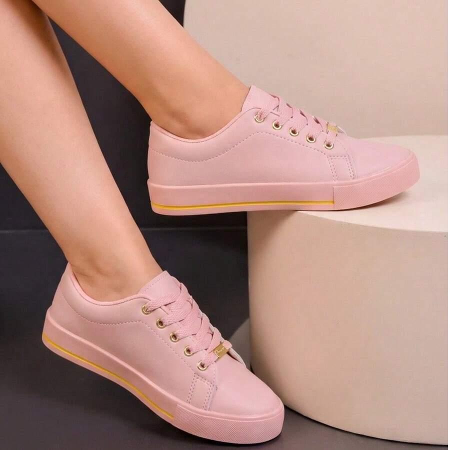 Women's Casual Sneakers, Fashionable, Comfortable, Lightweight, Plus Size - Nude/Nude - View 1