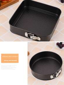 心形、方形、圆形弹簧蛋糕模具，碳钢不粘可拆卸底烘焙蛋糕模具，烤箱烘焙配件，烘焙工具，厨房小工具，厨具 - 黑色 - 查看 4