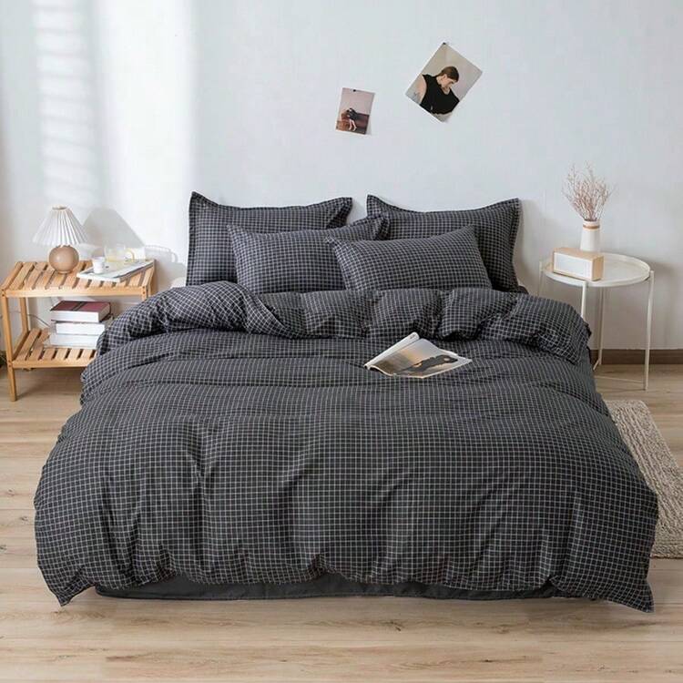 1pc Multi-Color & Pattern Polyester Duvet Cover, Minimalist Style, Soft & Comfortable Fabric For Naked Sleeping, Moisture-Wicking & Quick-Drying, Durable Wash After Wash Without Pilling Or Fading, Temperature Regulating For Year-Round Use, Fresh & Clean White Soft, Suitable For All Seasons - Black Square - View 3
