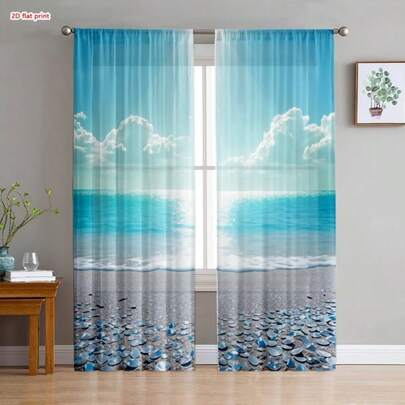 2 piezas/Set Cortinas decorativas de arte moderno con estampado floral de verano, cortinas semitransparentes para sala de estar, dormitorio, decoración del hogar