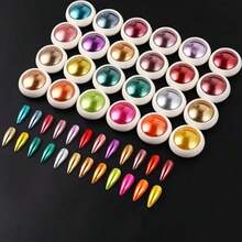 24 Colors Set Mirror Powder, Super Shiny Mermaid Nail Powder, Mirror Metal Friction Powder, Holiday DIY Nail Art, Nail Gems, Nail Art Supplies, Spring Nail Powder Mirror Effect Holographic Chameleon Pigment Powder, Suitable For Gel Nails, Nail Art, Glitter, Decorative Art - 彩色 - 查看 3