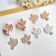 2件套对称鸟形聚合物粘土模具，可爱动物模具，适用于DIY耳环、胸针、吊坠、陶瓷、DIY耳环吊坠工艺陶瓷艺术套装 - 杏色 - 查看 6