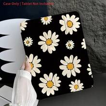 Flower Cute Daisy Pattern Tablet Protective Case With Pencil Slot And Foldable Stand, Suitable For 10.9/10.2 Inch Air 5th Gen/Pro11/10th/9.7/Air 2/7th Gen/8th Gen/Air 4/5/Pro 11/10th Gen 10.9 Inch 2022 Model, As Well As Galaxy And Tablets - Clear - View 9