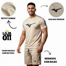 Men's Dry-Fit Set: Shirt + Shorts, Dry-Fit For Gym And Workout, Weightlifting Shirt, Running Shorts, Fitness - Beige - View 2