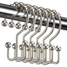 Stainless Steel Double Sliding Shower Curtain Hooks With Ball Bearing - Suitable For Bathroom Shower Curtain Rod - Multicolor - View 1