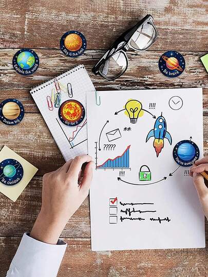 1pc מדבקת כוכב לכת בחלל, תווית משרד נייר מכתבים דקורטיבית מדבקת כוכב לכת, מדבקה עם דפוס כוכב לכת כדור הארץ קוסמי