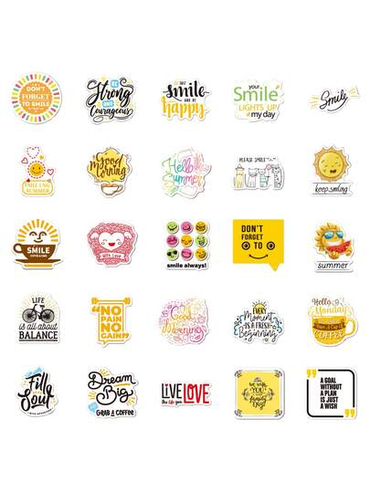 1 paquete de pegatinas con frases inspiradoras y artísticas, calcomanías de grafiti para decorar refrigerador, teléfono, botella de agua