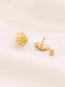 1 par de pendientes de tuerca de acero inoxidable con diseño de mini sol para mujer, joyería impermeable para perforación de cartílago y trago de la oreja - pendientes - Ver 2