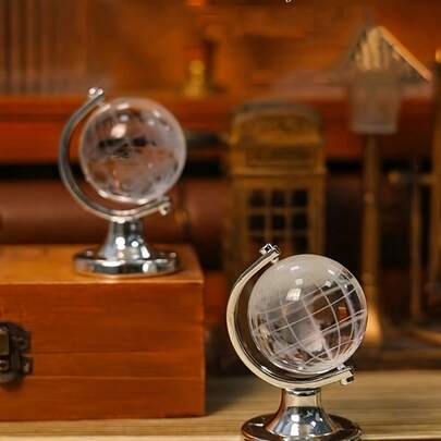 Figurine boule de cristal sur socle en métal, décoration d'intérieur pour salon, bureau, cadeau pour amis, famille, étudiants, fêtes, anniversaires