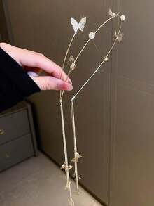 Băng đô cài tóc hình bướm đính ngọc trai và đá quý, kiểu Hàn Quốc, phụ kiện cài tóc cao cấp làm thủ công từ hợp kim, băng đô đính đá. - Nhiều màu - Xem 11