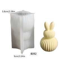 复活节条纹彩蛋兔子蜡烛硅胶模具 - 白色 - 查看 2