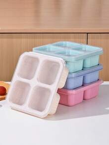 半个带盖便当盒，四格食品收纳盒，可存放零食、坚果、干果，适合返校、大学、办公室、露营、野餐、学习用品、厨房收纳。 - 彩色 - 查看 8