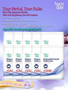 Niceday Bộ 2 quần lót kinh nguyệt, size M-XL, mềm mại, phù hợp cho phụ nữ cân nặng 40kg-70kg, quần lót kinh nguyệt siêu mỏng, quần lót băng vệ sinh ban đêm, chống rò rỉ, thoáng khí, thoải mái suốt đêm. - Kích cỡ M-XL (20 chiếc/10 gói) - Xem 1