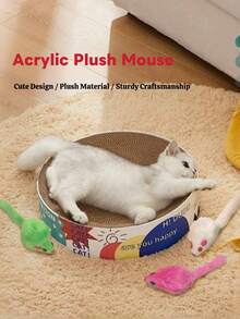 Soft Interactive Plush Mouse Cat Toy - Cute Acrylic Pet Toy For Kitten & Cat Entertainment - Multicolor - View 2