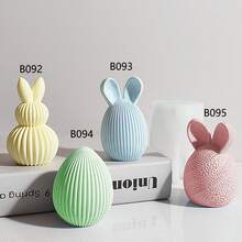 复活节条纹彩蛋兔子蜡烛硅胶模具 - 白色 - 查看 1