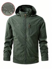 Men's Outdoor Windbreaker Jacket, Wind & Water Resistant, Suitable For Outdoor Hiking And Leisure, Spring/Autumn - Army Green - View 11