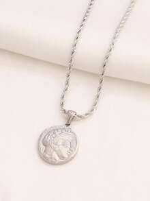 1pc Stainless Steel Carved Queen Pendant Necklace For Women Fashion 18K Gold Plated Charms Chain Necklaces Waterproof Jewelry - Necklace - View 13