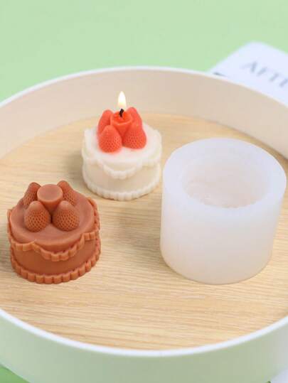 Piping Cake With Strawberry Cylindrical Silicone Candle Mold