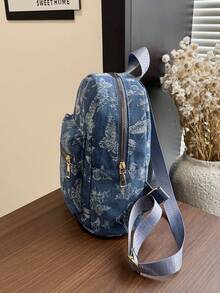 Minimalist Niche Design Casual Versatile Women Mini Backpack - Navy Blue - View 5