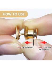 2个金色束腰扣，适合宽松牛仔裤，可重复使用的金属胸针，适用于服装连衣裙，无缝装饰配件（不含卡纸） - 金色 - 查看 5