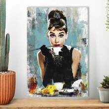 Framed Canvas 1pc Audrey Posters Hepburn Breakfast At T Iffanys Iconic Movie Poster Replica - Large Framed Canvas Print , Female Movie Star Art, Vintage Wall Decor - nhiều màu - Xem 4