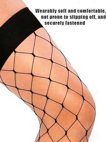 3 Pairs Women's Black Thigh High Fishnet Stockings, Elastic Mesh Socks, Summer Travel Essential Gift - Multicolor - View 6