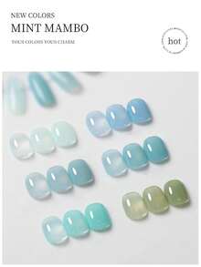 2026春夏新款浅绿色指甲油，12ml水晶凝胶美甲，高光泽，持久速干，需搭配底油和封层使用，需配合UV/LED灯使用，适合工作、通勤、约会和购物等各种场合，沙龙品质，爆款指甲油，热销产品，送礼佳品，美甲设计，不易脱落，易于涂抹，浅绿色系列，必备美甲产品，6色套装可选 - 彩色 - 查看 4