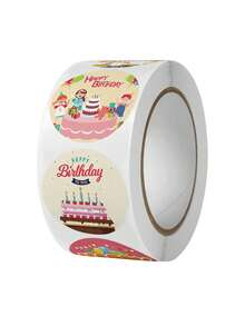 1 Roll Birthday Cake Pattern Stickers, Cartoon Envelope Gift Packaging Box Sealing Decorative Stickers - Sticker - View 7