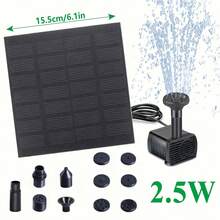 Solar Fountain Pump Kit, Separate Pump And Solar Panel For Easy Installation And Use, Includes 3 Connecting Rods And 8 Nozzles, Wired Solar Power Supply, No Battery Needed, Suitable For Outdoor Water Features, Gardens, Small Ponds, Patios And Fish Tanks - Solar Water Column, Minimalist Round Shape, Plastic - Black 02 - View 13