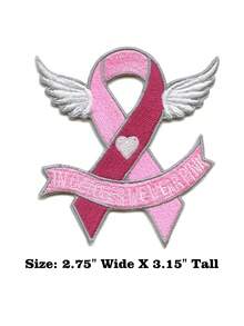 1PC In October We Wear Pink Patch Breast Cancer Ribbon Embroidered Iron On - Multicolor - View 9