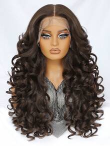 Tóc giả Latisha 13*6 HD Synthetic Lace Front Wigs kiểu xoăn, đã tỉa sẵn, có mái, dành cho nữ, điểm nhấn là tóc con, dài 24 inch. - Nhiều màu - Xem 24