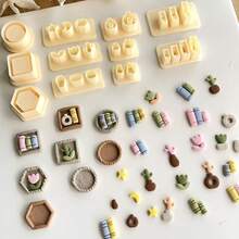 Molde de arcilla polimérica para miniestantería, molde de arcilla polimérica para miniplantas y serie de libros, adecuado para pendientes DIY y elaboración de joyas, diseño de pendientes hechos a mano, artesanía creativa - Amarillo - Ver 8