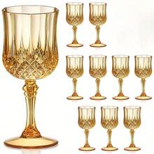 1/3pcs 8oz Gold Patterned Champagne Flutes, Durable Unbreakable Reusable Stemware, Suitable For Events, Parties, Restaurants, Weddings, Anniversaries, Holidays - Multicolor - View 5