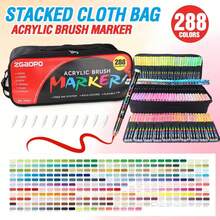 1支装 366/320/288/240/168/120/72/60/48/36/24/12色丙烯马克笔，不透明防水可混色毛笔头，适用于木材、画布、石头、岩石绘画、玻璃、陶瓷、DIY工艺品、美术用品、学生绘画 - 丙烯馬克筆 - 查看 16