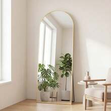 65"X24" Arched High-Quality Full Length Mirror, Aluminum Alloy Frame Ensures Stability, Standing Design For Bedroom, Gold - 金拱門 - 查看 1