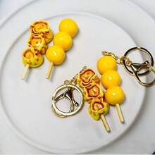 1pc 2026 Bestselling Fishball Keychain, Realistic Hong Kong/Macau Snack Food Charm, Classic Street Food, Perfect Gift, Holiday/Birthday Present, Unique Gift - Multicolor - View 2
