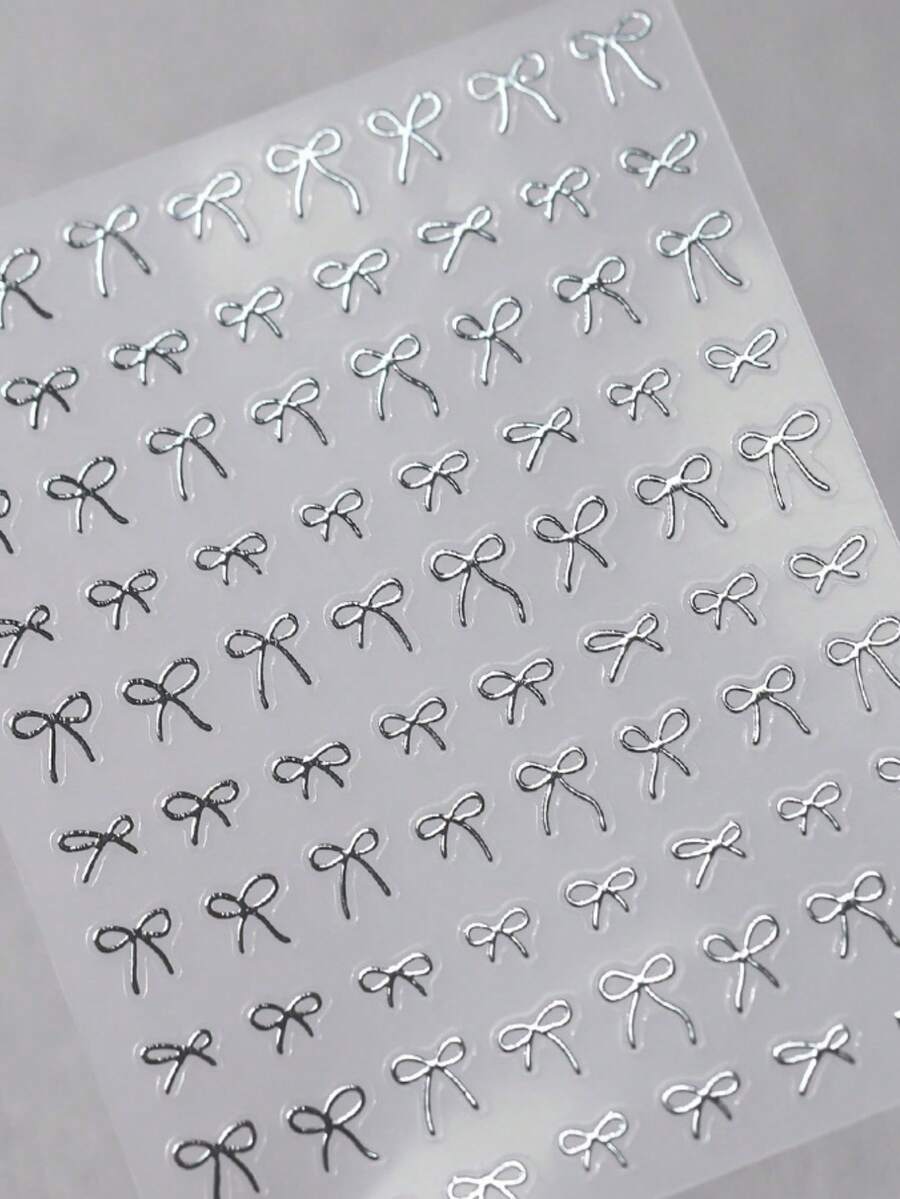 1 chiếc nơ bạc kiểu ballet, nơ thắt nút bạc lấp lánh, miếng dán móng tay nghệ thuật 5D chủ đề khiêu vũ thanh lịch, tự dính, phụ kiện làm móng cho phụ nữ và bé gái. - Nhiều màu - Xem 1