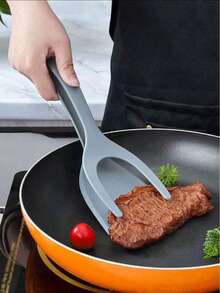 1pc Egg Flip Spatula, Steak Flip Spatula Clip, Egg Spatula Clip, 2-In-1 Handle And Flip Spatula Pliers, Multifunctional Non Stick Kitchen Flip Spatula, Spatula Clip, Pancake Spatula, Toaster Clip, Burger Clip, Non Stick Coating Spatula, Roasted Chicken Roll Spatula Clip, Kitchen Cooking Tools, Steak Frying And Barbecue Tools - Multicolor - View 10