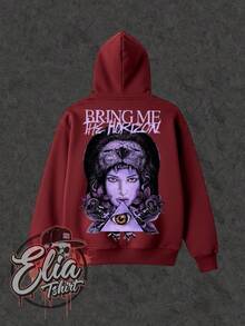 Comfortable Basic Sweatshirt For Everyday Wear. Bring Me The Horizon Music Singer Famous International National Urban Culture Rock Metal Rock N Roll Famous Band Singer Unisex Sweatshirt For Men And Women 50% Cotton 50% Polyester Top Premium Streetwear New Release Immediate Shipping Various Colors!! - 紫紅色 - 查看 1